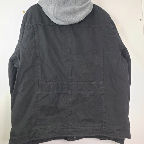 Levi's Men's Black Four-Pocket Washed Cotton Hooded Military Jacket Size S - Picture 5 of 6
